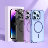 Apple iPhone 15 Pro Kılıf Airbagli M-safe Wireless Şarj Özellikli Lens Koruyuculu Zore Klaptika Kapak Gri