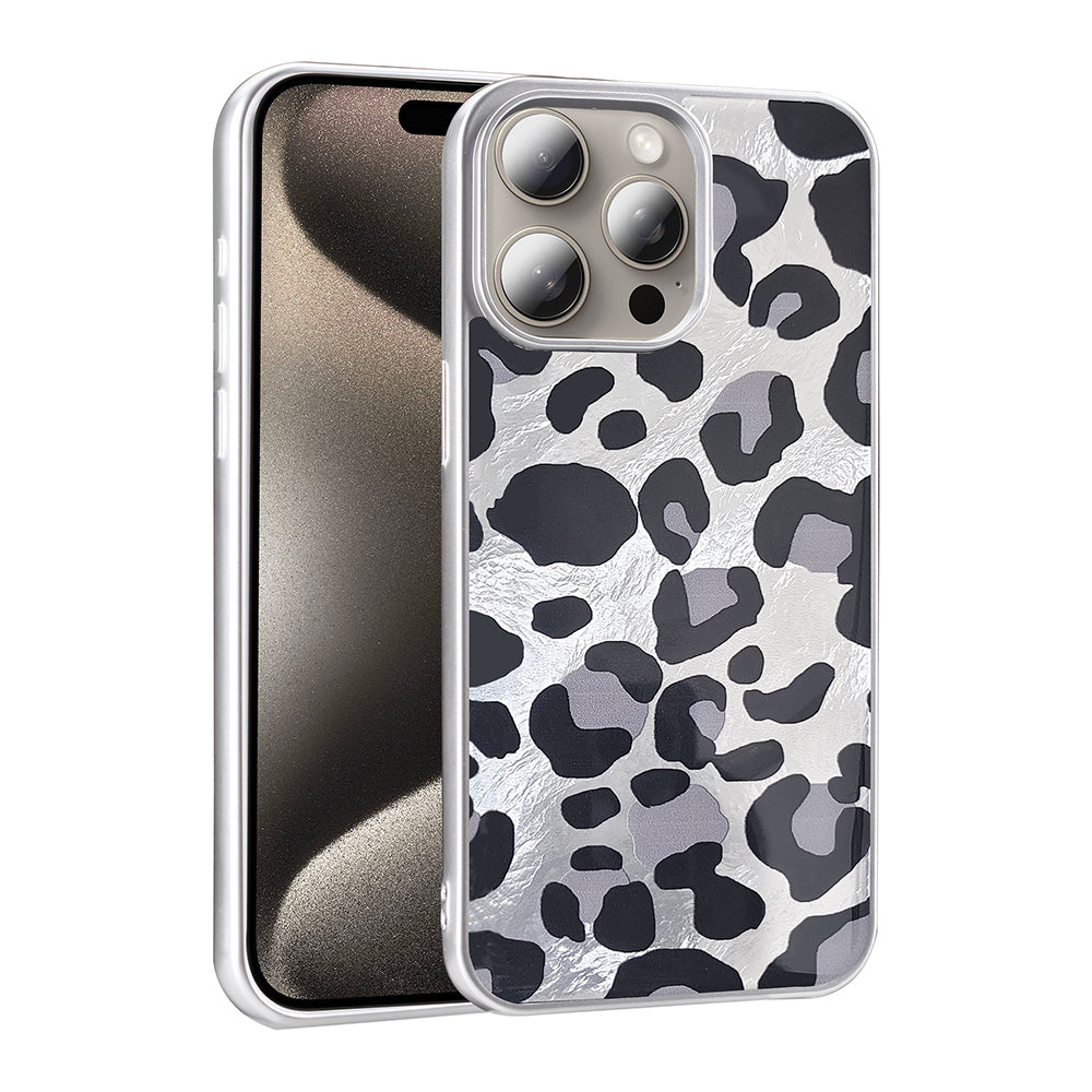Apple iPhone 15 Pro Kılıf Desenli Zore Mep Kapak Gri Leopar