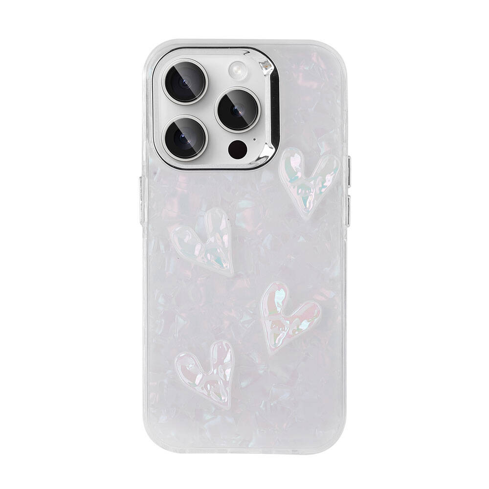 Apple iPhone 15 Pro Kılıf Kabartma Figürlü Parlak Zore Eralli Silikon Kapak Kalp