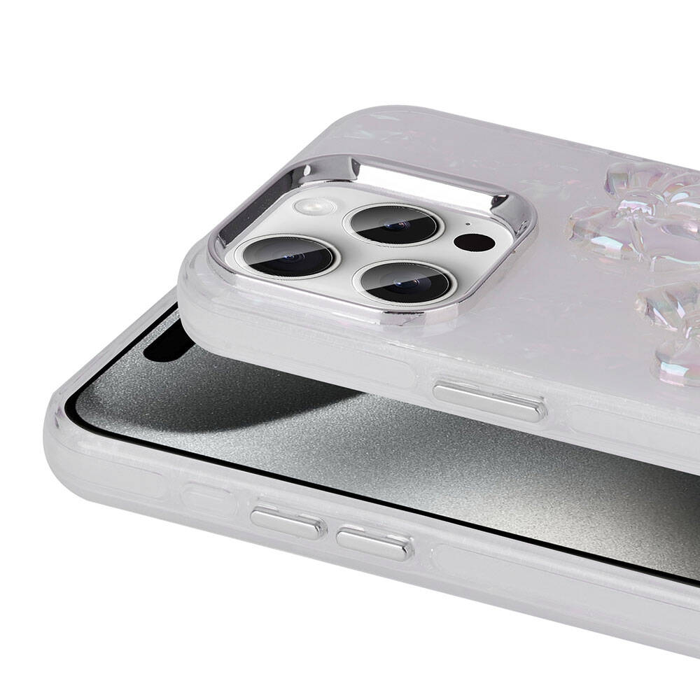 Apple iPhone 15 Pro Kılıf Kabartma Figürlü Parlak Zore Eralli Silikon Kapak Kelebek