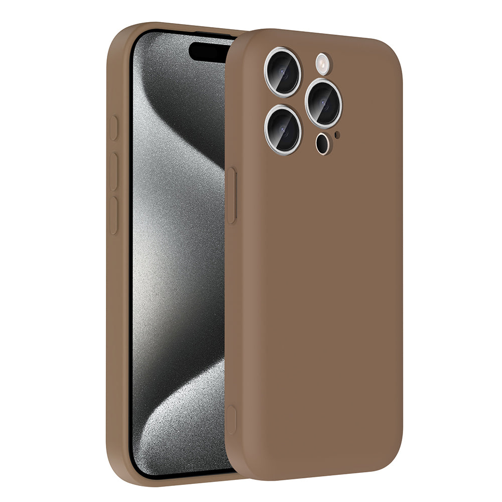 Apple iPhone 15 Pro Kılıf Kamera Korumalı Kartlık Hazneli Zore Vitra Kapak Kahverengi
