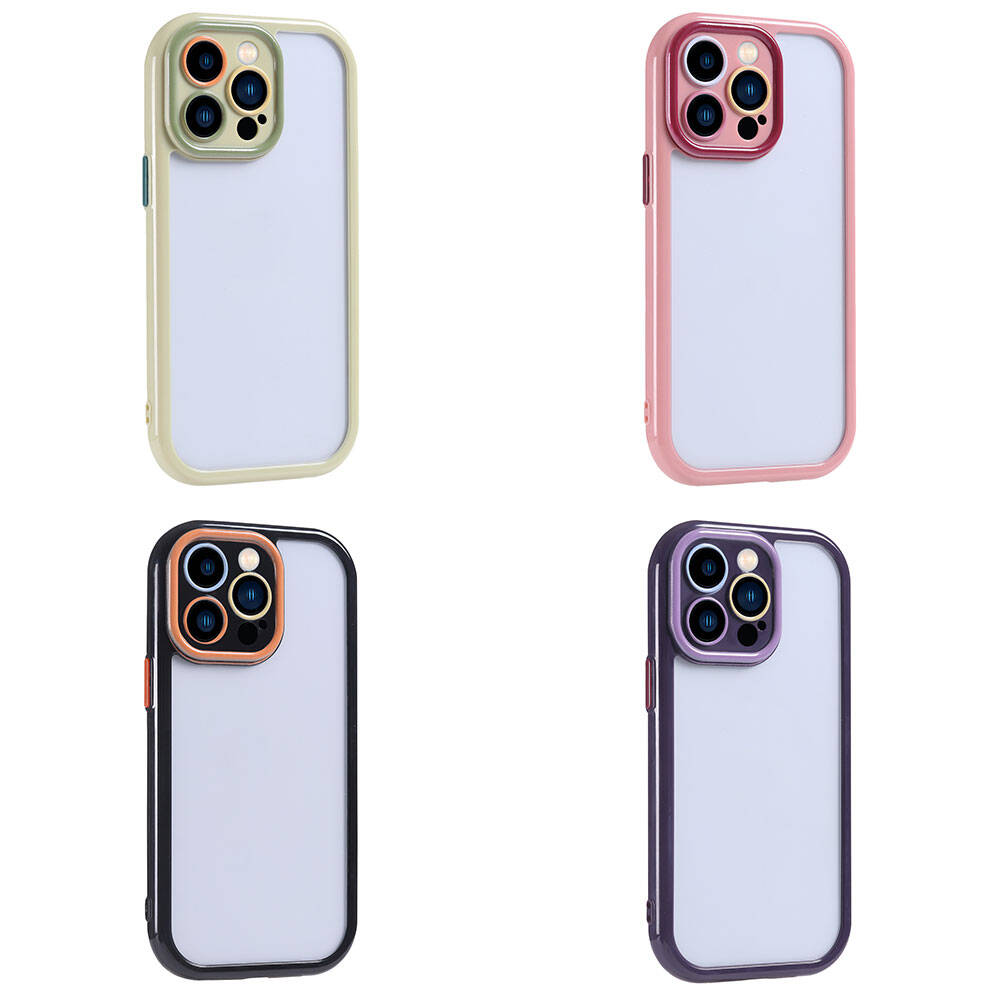 Apple iPhone 15 Pro Kılıf Kamera Korumalı Renkli Kenar ve Çerçeve Tasarımlı Zore Vitamin Kapak Mürdüm