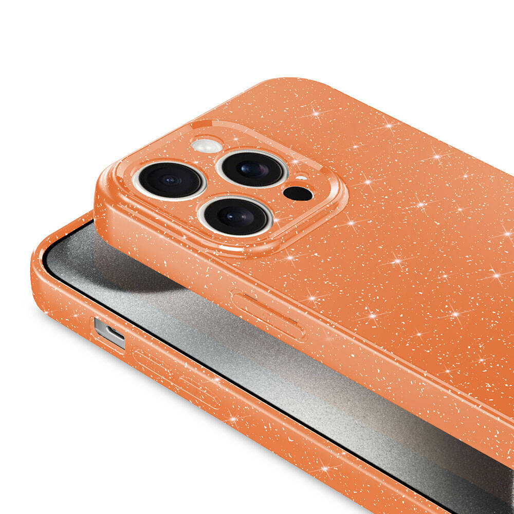 Apple iPhone 15 Pro Kılıf Kamera Korumalı Simli Lüks Zore Koton Kapak Lila