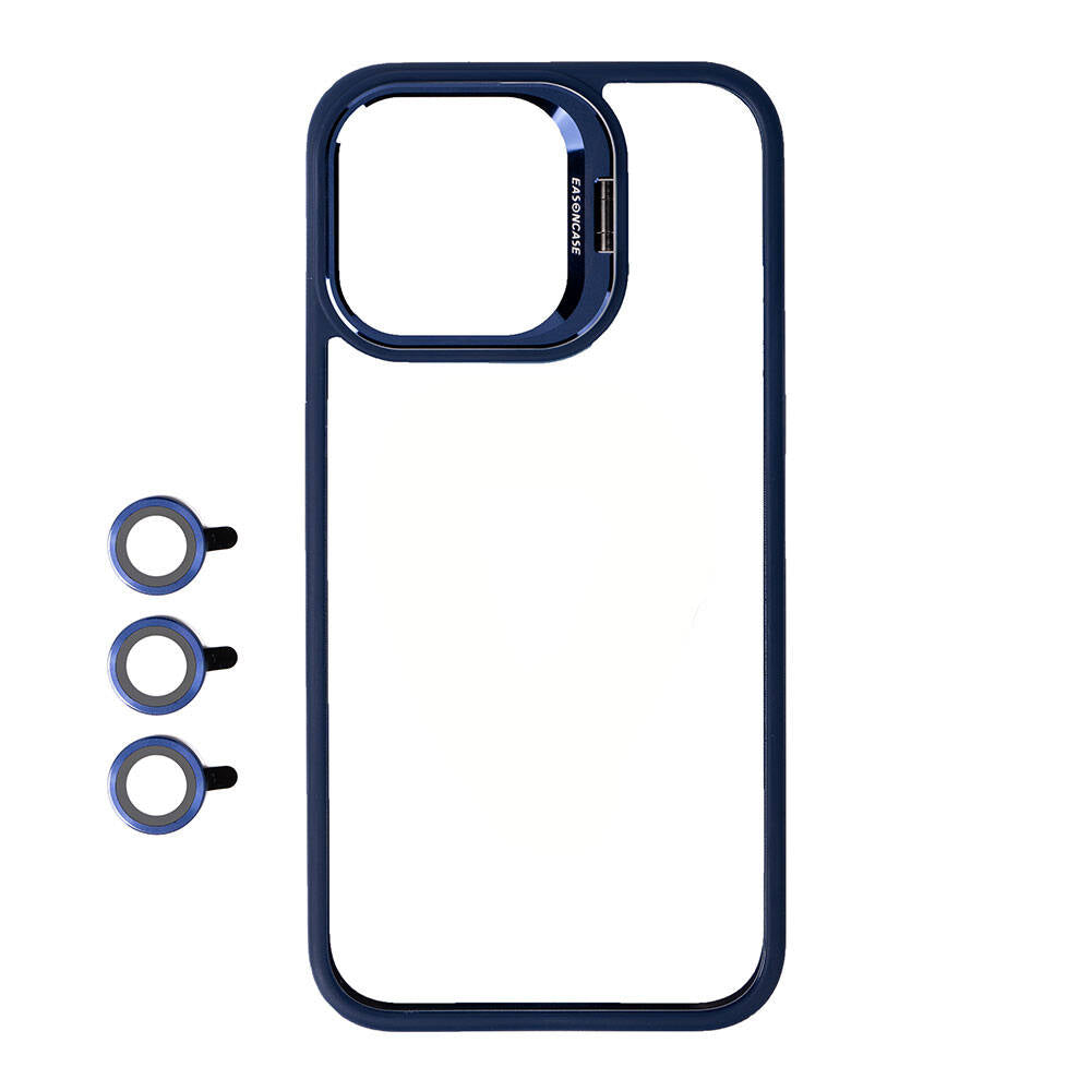 Apple iPhone 15 Pro Kılıf Kamera Lens Korumalı Standlı Zore Klon Lensli Kapak Siyah