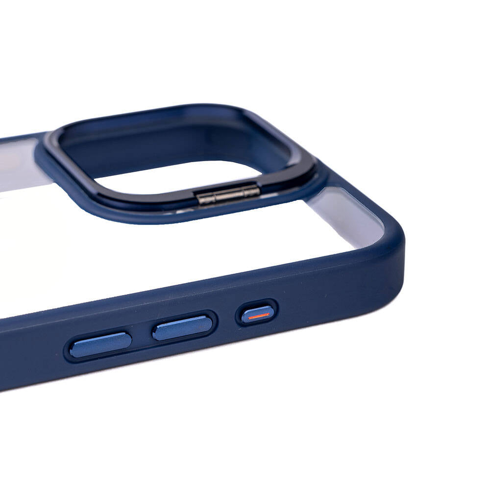 Apple iPhone 15 Pro Kılıf Kamera Lens Korumalı Standlı Zore Klon Lensli Kapak Gri