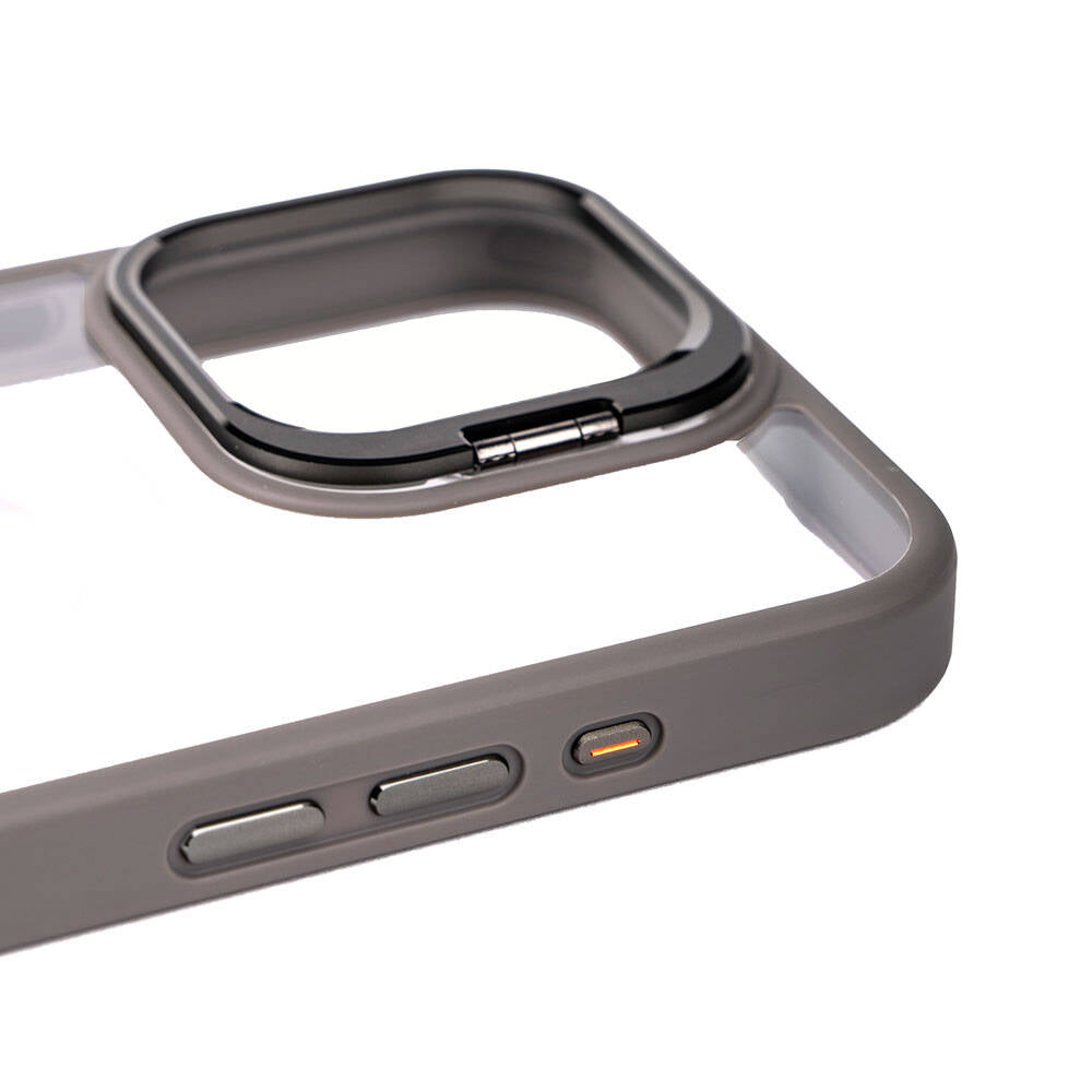 Apple iPhone 15 Pro Kılıf Kamera Lens Korumalı Standlı Zore Klon Lensli Kapak Siyah