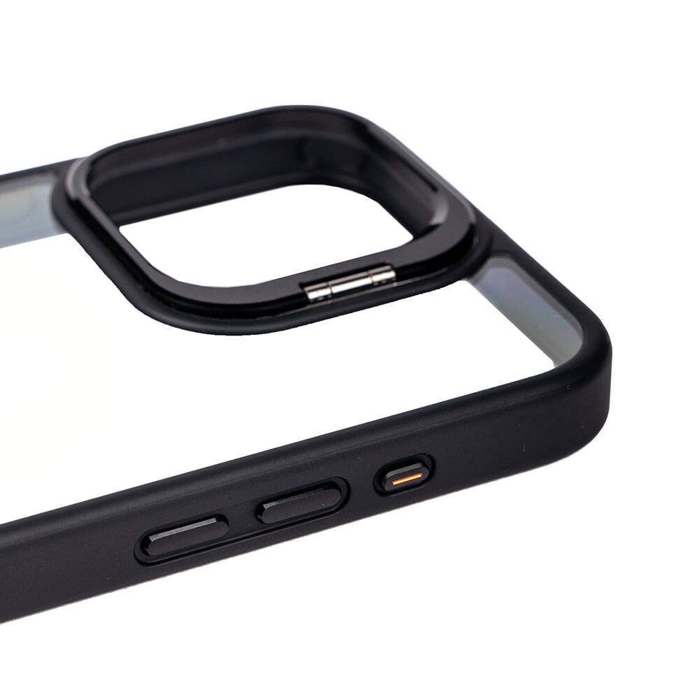 Apple iPhone 15 Pro Kılıf Kamera Lens Korumalı Standlı Zore Klon Lensli Kapak Gri