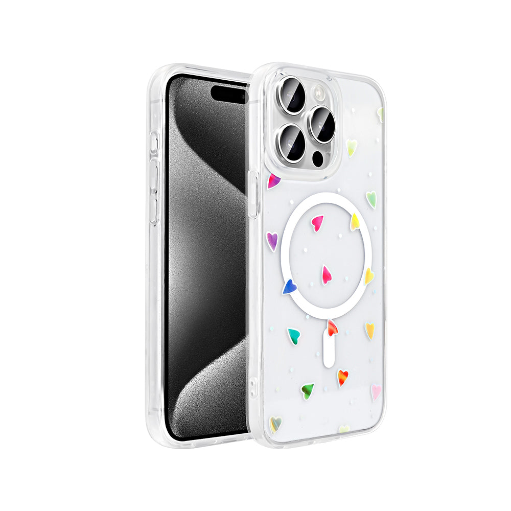 Apple iPhone 15 Pro Kılıf M-Safe Şarj Özellikli Şeffaf Zore Folk Sert Kapak Sevimli Köpek