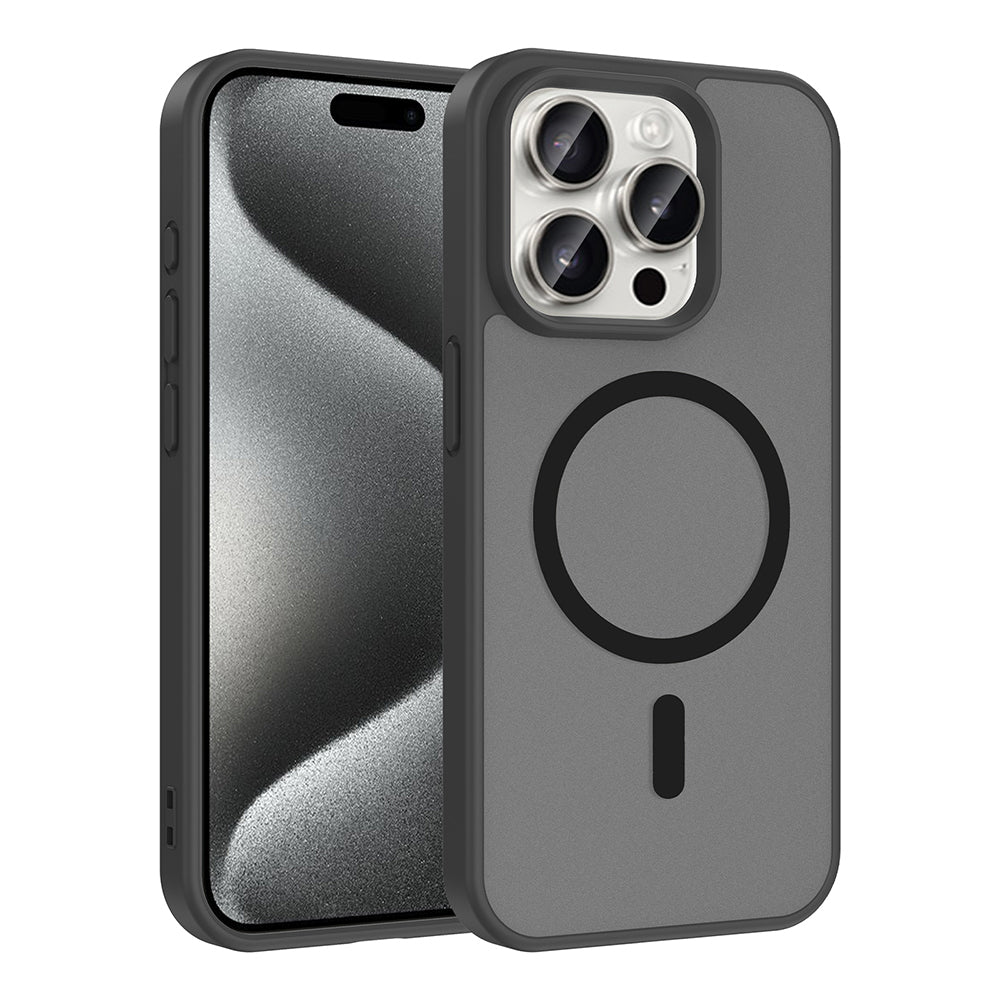 Apple iPhone 15 Pro Kılıf M-safe Şarj Özellikli Babet Kapak Siyah
