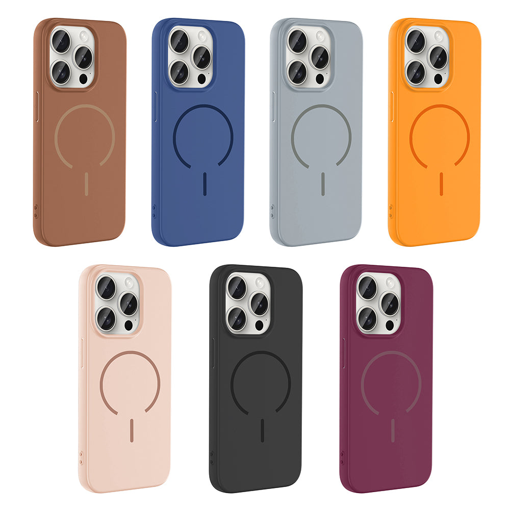Apple iPhone 15 Pro Kılıf M-safe Şarj Özellikli Zore Meta Kapak Titanyum-Gri