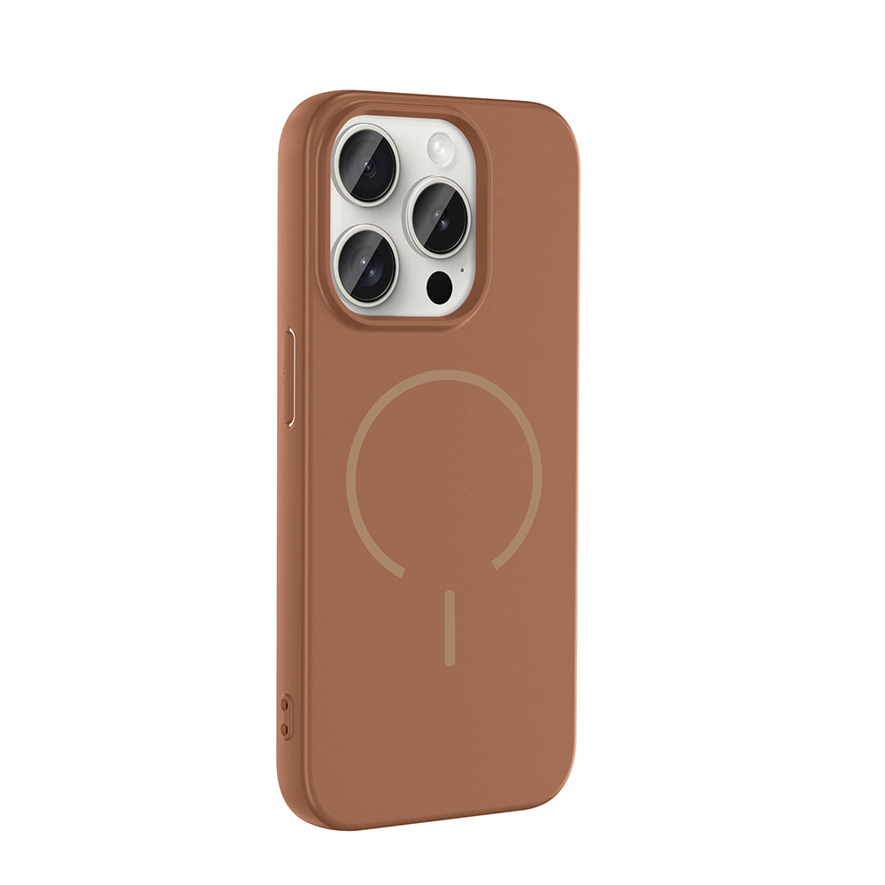 Apple iPhone 15 Pro Kılıf M-safe Şarj Özellikli Zore Meta Kapak Titanyum-Gri