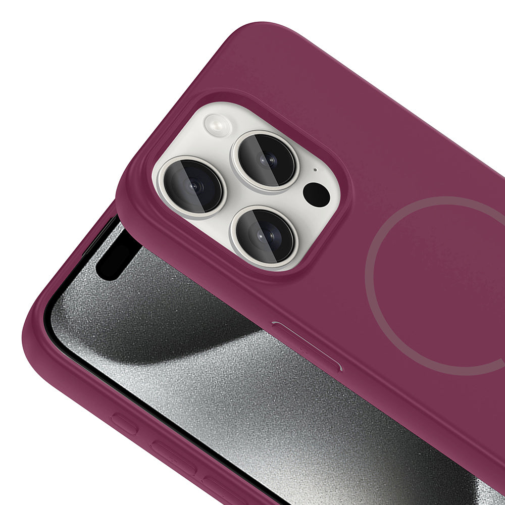 Apple iPhone 15 Pro Kılıf M-safe Şarj Özellikli Zore Meta Kapak Titanyum-Gri