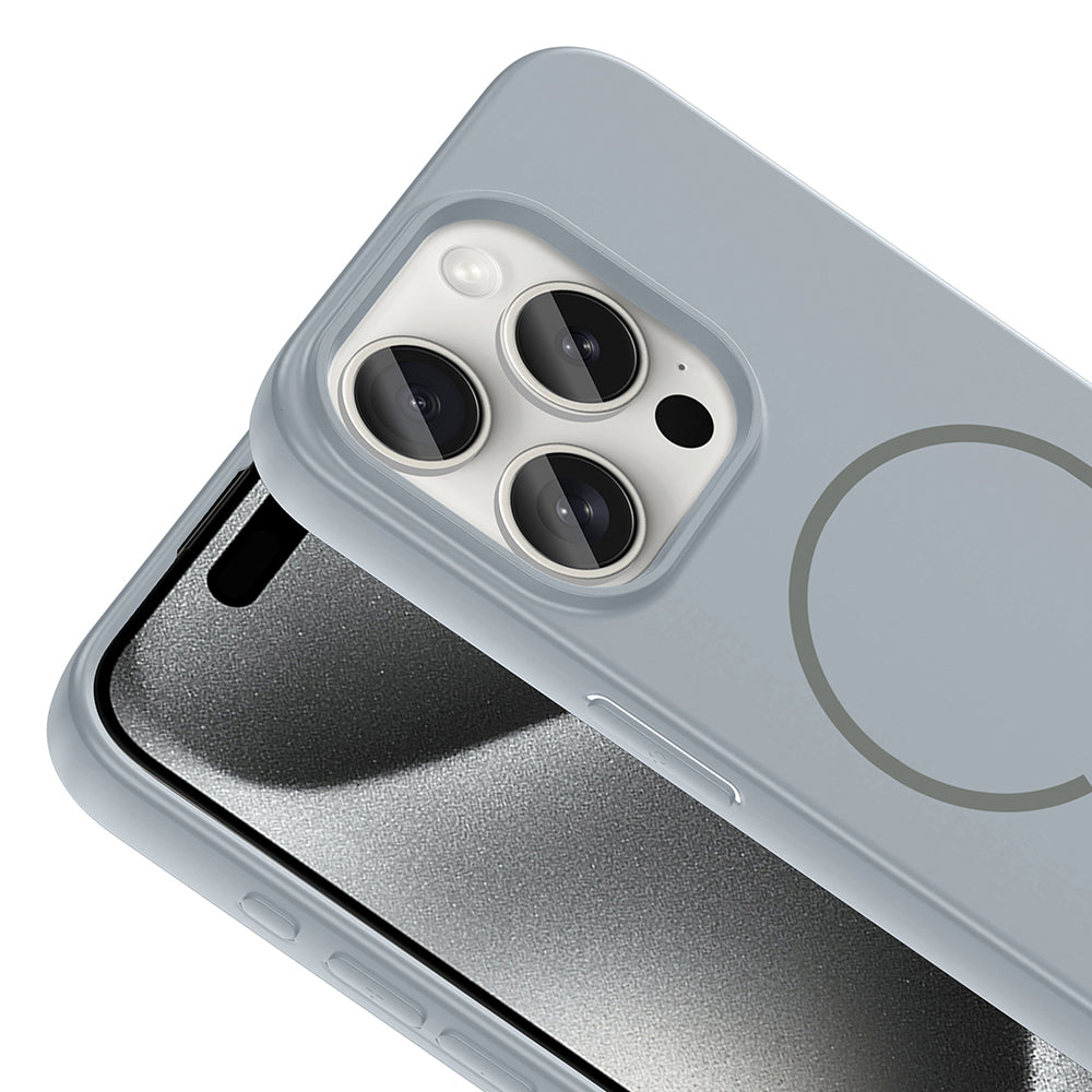 Apple iPhone 15 Pro Kılıf M-safe Şarj Özellikli Zore Meta Kapak Lacivert