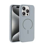 Apple iPhone 15 Pro Kılıf M-safe Şarj Özellikli Zore Meta Kapak Titanyum-Gri