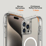 Apple iPhone 15 Pro Kılıf M-safe Şarj Özellikli Airbagli Şeffaf Zore İncek Kapak Şeffaf