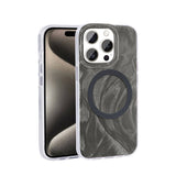 Apple iPhone 15 Pro Kılıf M-safe Şarj Özellikli Fırça Boya Desenli Zore Palet Kapak Gri