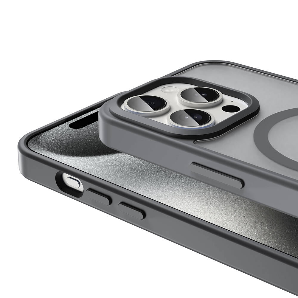 Apple iPhone 15 Pro Kılıf M-safe Şarj Özellikli Mat Arka Yüzey Zore Sio Kapak Lacivert