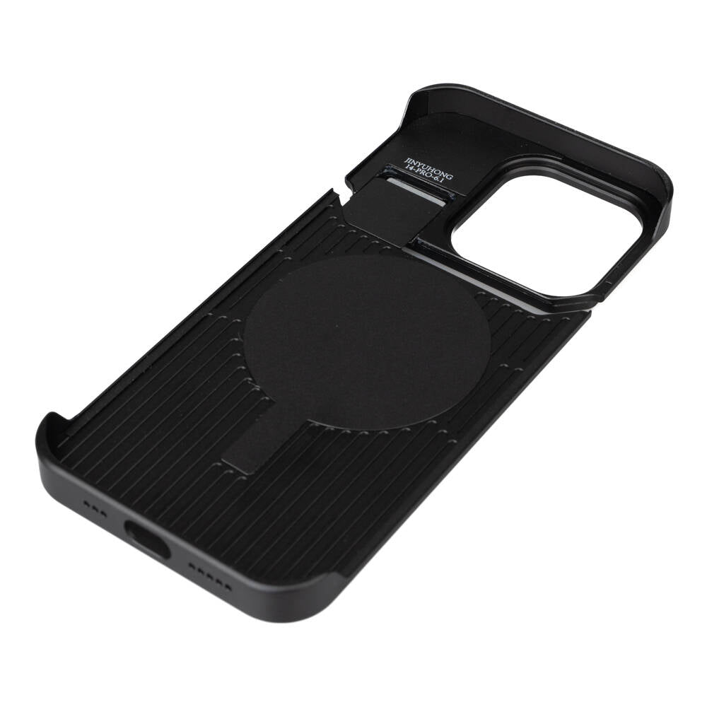 Apple iPhone 15 Pro Kılıf M-safe Şarj Özellikli Mekanizmalı Koku Hazneli Zore Mostar Kapak Siyah