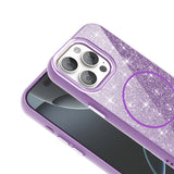 Apple iPhone 15 Pro Kılıf M-safe Şarj Özellikli Parlayan Simli Zore Okso Kapak Siyah