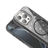 Apple iPhone 15 Pro Kılıf M-safe Şarj Özellikli Parlayan Simli Zore Okso Kapak Derin Mor