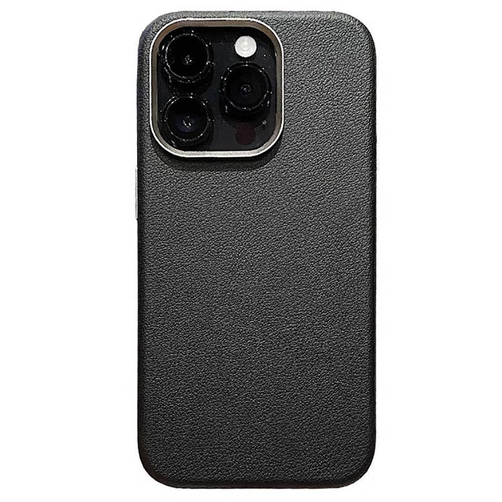 Apple iPhone 15 Pro Kılıf M-safe Şarj Özellikli PU Deri Zore Adora Kapak Siyah
