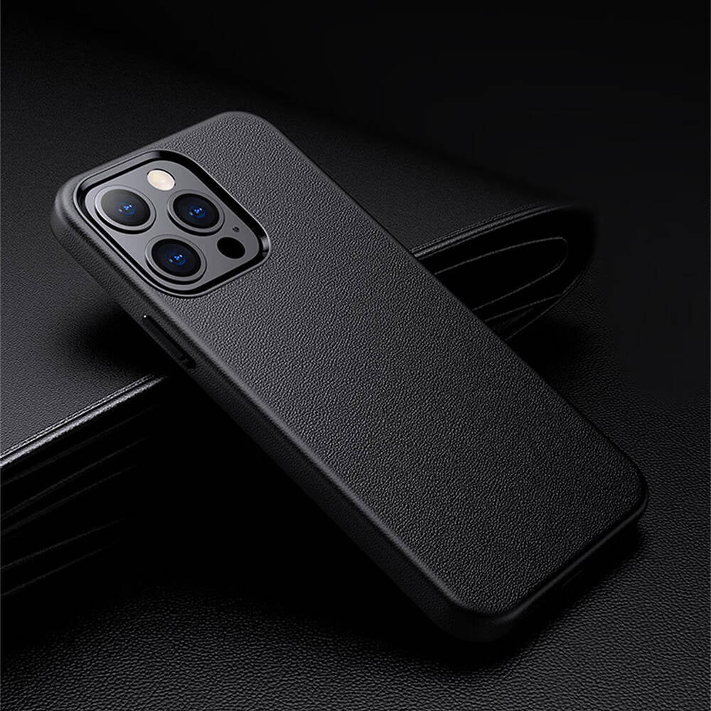 Apple iPhone 15 Pro Kılıf M-safe Şarj Özellikli PU Deri Zore Adora Kapak Siyah