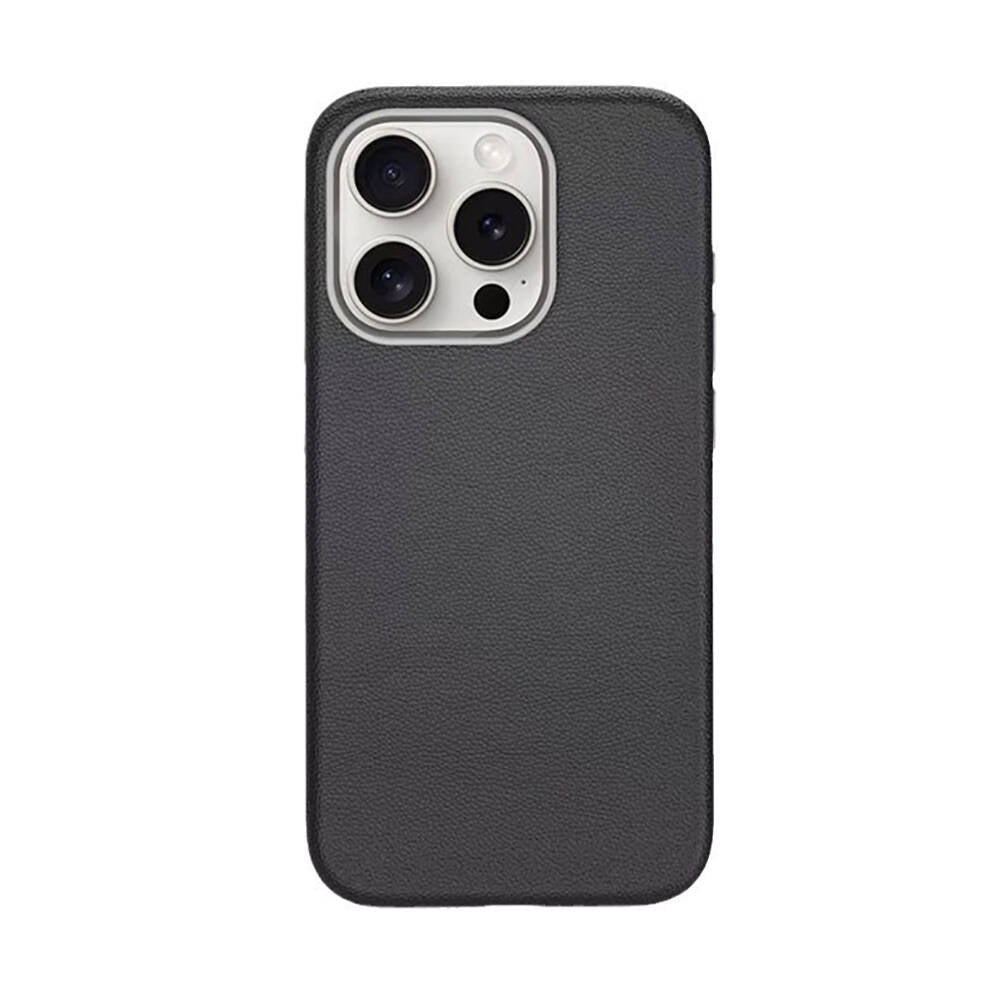Apple iPhone 15 Pro Kılıf M-safe Şarj Özellikli PU Deri Zore Adora Kapak Siyah