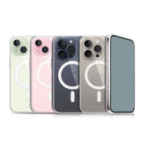 Apple iPhone 15 Pro Kılıf M-safe Şarj Özellikli Şeffaf Sert PC Zore Embos Kapak Renksiz