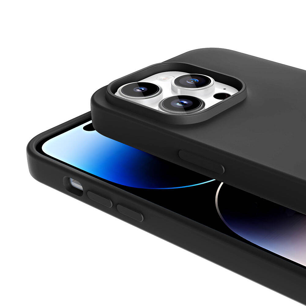 Apple iPhone 15 Pro Kılıf M-safe Şarj Özellikli Sıvı Teknolojili Silinebilir Sert Zore Kivi Kapak Koyu Gri