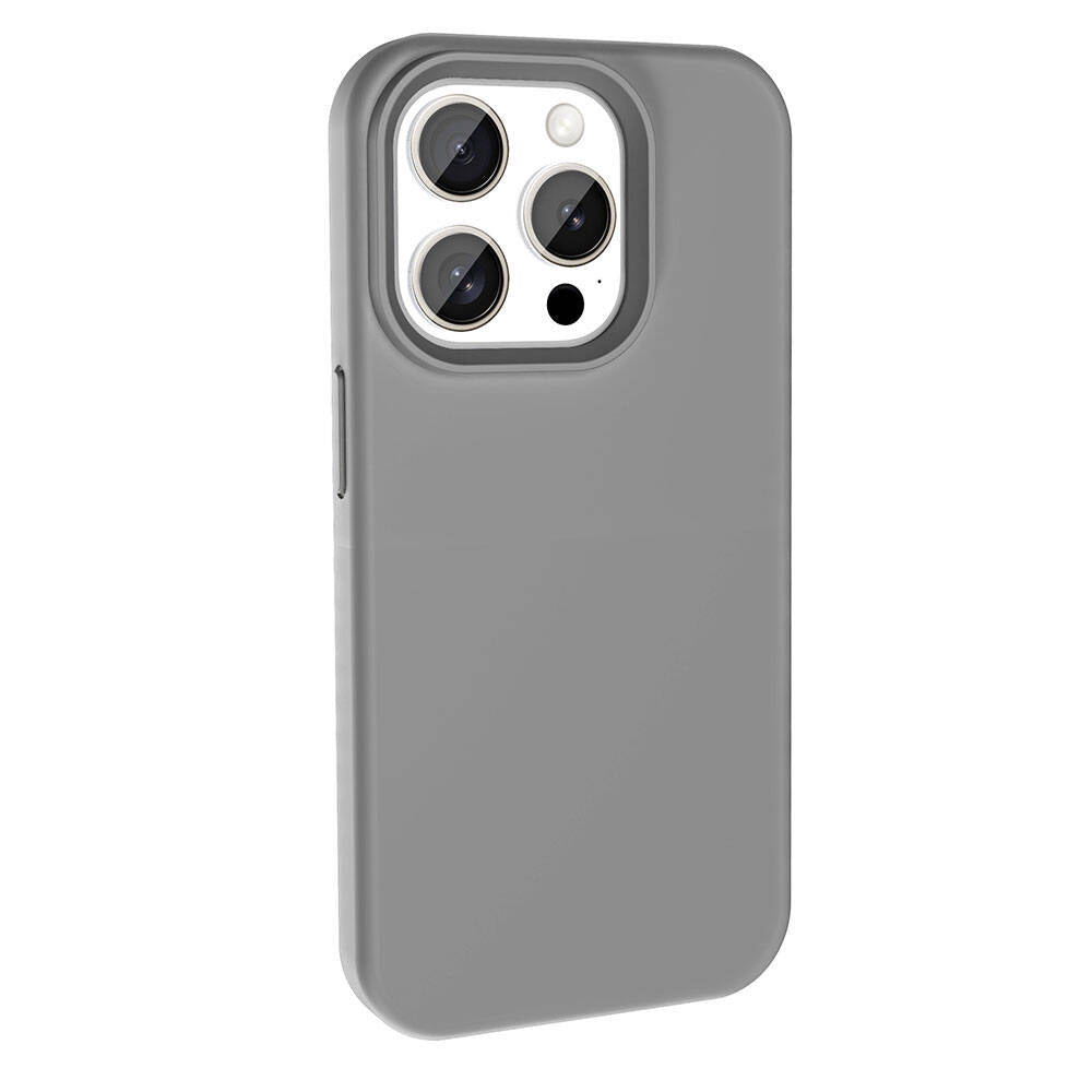 Apple iPhone 15 Pro Kılıf M-safe Şarj Özellikli Sıvı Teknolojili Silinebilir Sert Zore Kivi Kapak Koyu Gri