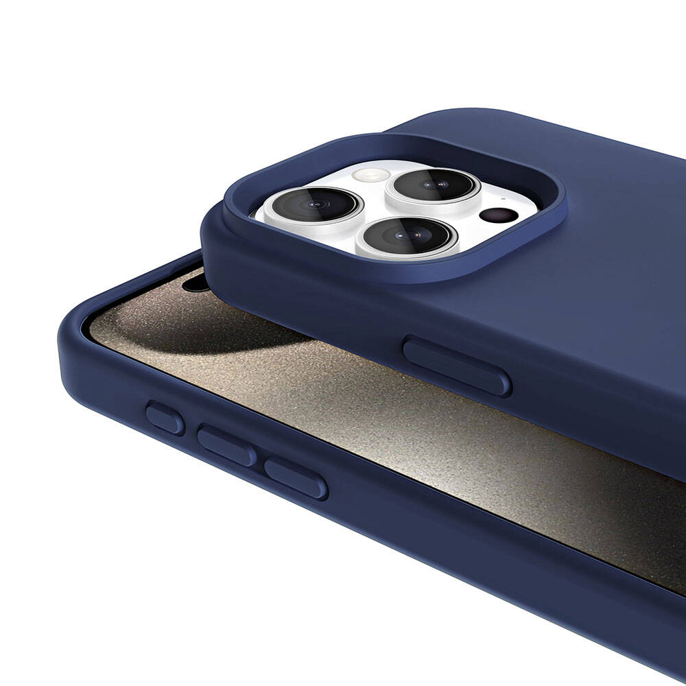 Apple iPhone 15 Pro Kılıf M-safe Şarj Özellikli Sıvı Teknolojili Silinebilir Sert Zore Kivi Kapak Koyu Gri