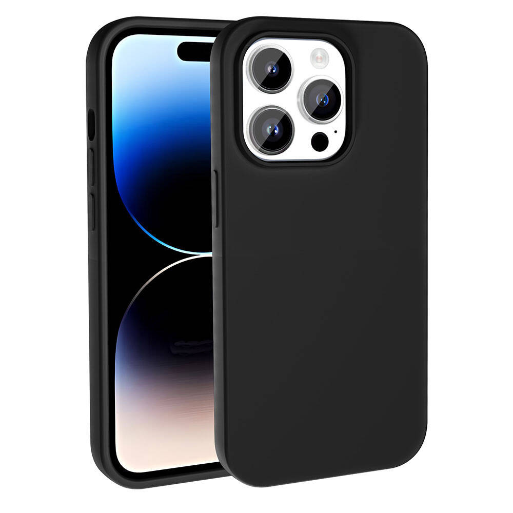 Apple iPhone 15 Pro Kılıf M-safe Şarj Özellikli Sıvı Teknolojili Silinebilir Sert Zore Kivi Kapak Siyah