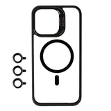Apple iPhone 15 Pro Kılıf M-safe Şarj Özellikli Standlı Zore M-safe Klon Lensli Kapak Siyah