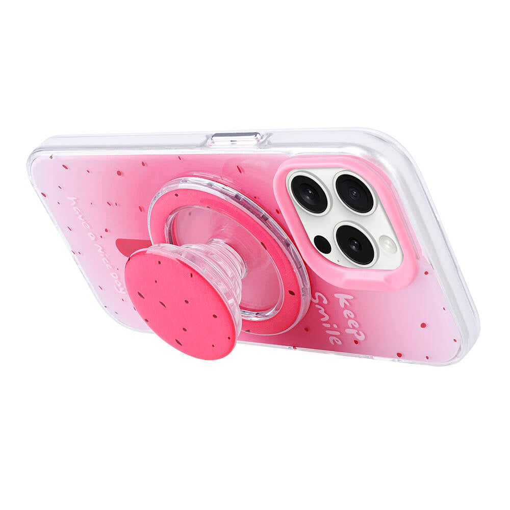 Apple iPhone 15 Pro Kılıf M-safe Şarj Özellikli Tak-Çıkar Pop Soketli Zore Tiktok Kapak Mor