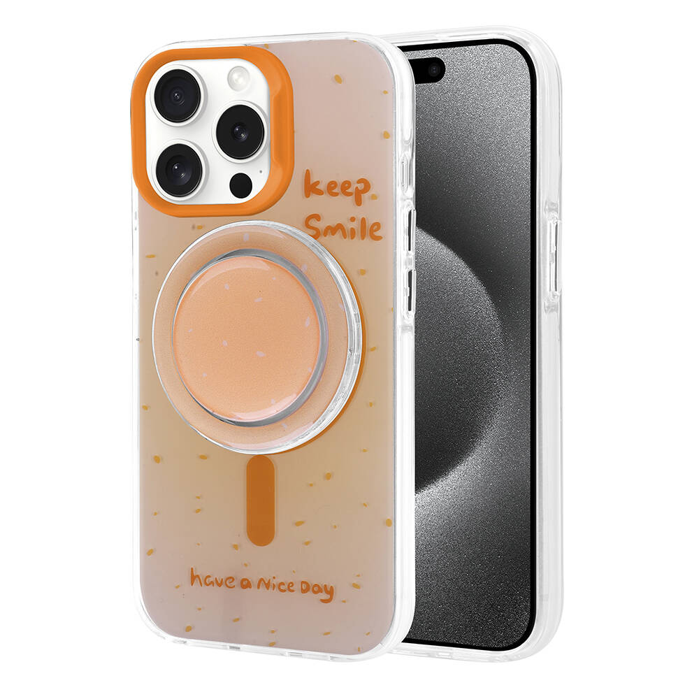 Apple iPhone 15 Pro Kılıf M-safe Şarj Özellikli Tak-Çıkar Pop Soketli Zore Tiktok Kapak Mor