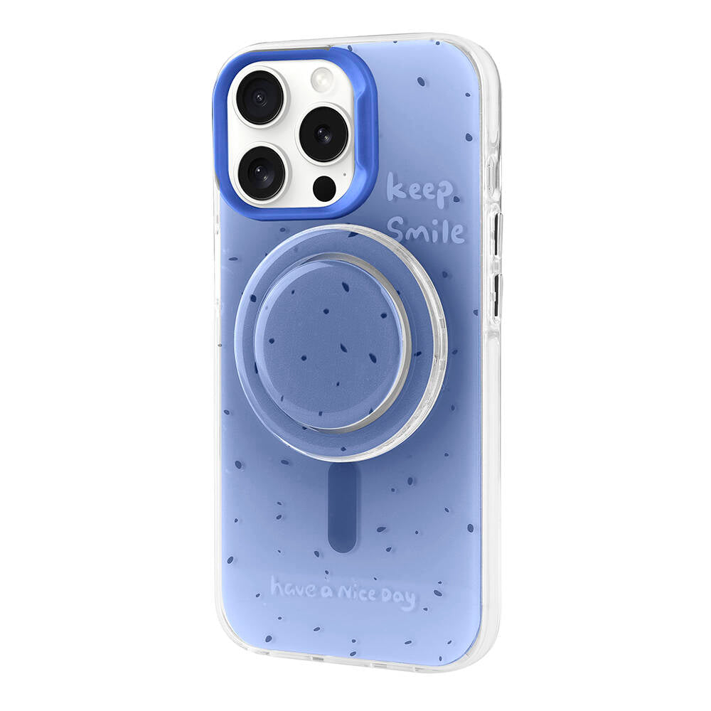Apple iPhone 15 Pro Kılıf M-safe Şarj Özellikli Tak-Çıkar Pop Soketli Zore Tiktok Kapak Mavi