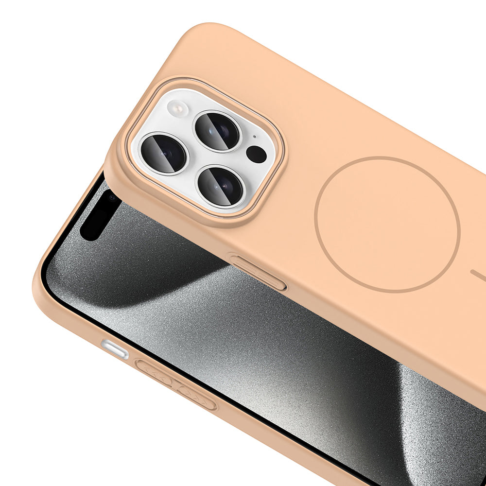 Apple iPhone 15 Pro Kılıf M-safe Şarj Özellikli Zore Ruby Sert Kapak Desert Titanyum