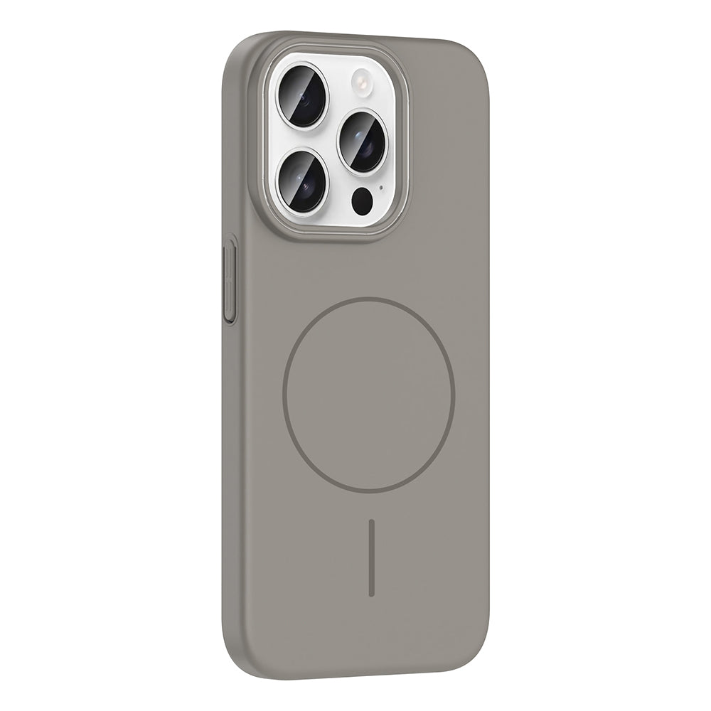 Apple iPhone 15 Pro Kılıf M-safe Şarj Özellikli Zore Ruby Sert Kapak Gri