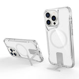 Apple iPhone 15 Pro Kılıf M-safe Şarj Özellikli Zore T-Max Standlı Kapak Renksiz