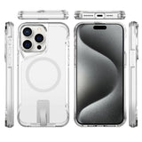 Apple iPhone 15 Pro Kılıf M-safe Şarj Özellikli Zore T-Max Standlı Kapak Renksiz