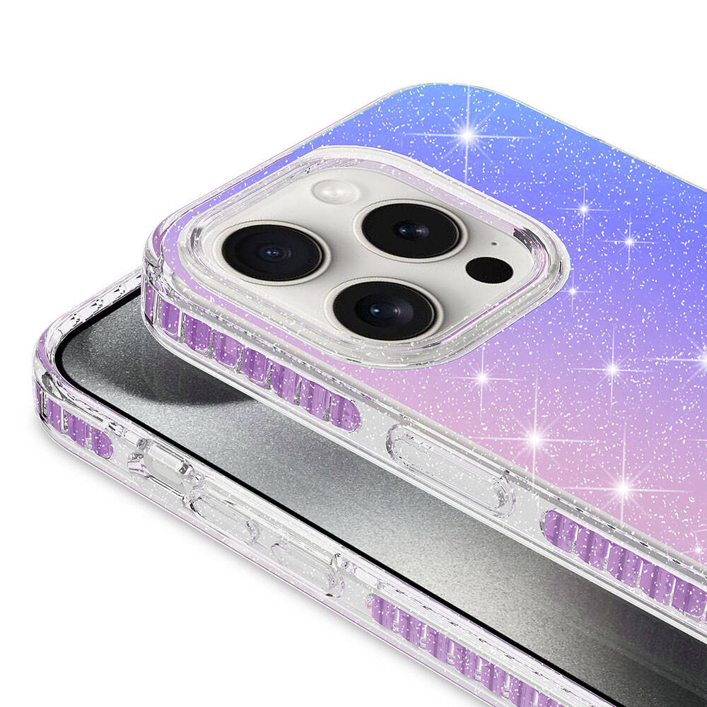 Apple iPhone 15 Pro Kılıf Parlak Renk Geçişli Zore Velle Kapak Pembe