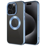 Apple iPhone 15 Pro Kılıf Tek Kamera Çerçeveli Logo Gösteren Zore Omega Kapak Lacivert