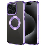 Apple iPhone 15 Pro Kılıf Tek Kamera Çerçeveli Logo Gösteren Zore Omega Kapak Lila