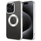 Apple iPhone 15 Pro Kılıf Tek Kamera Çerçeveli Logo Gösteren Zore Omega Kapak Gümüş