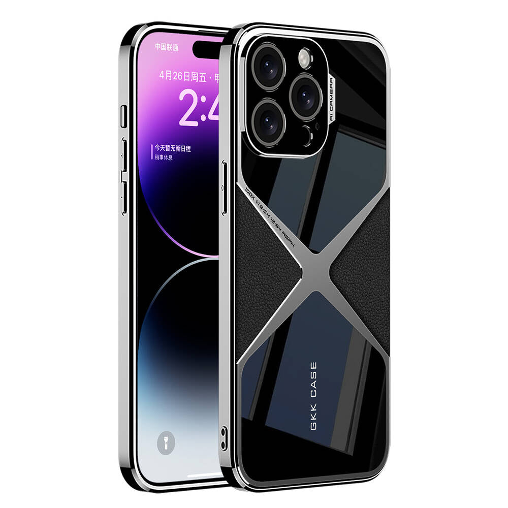 Apple iPhone 15 Pro Kılıf Ultra İnce Kamera Korumalı PC + Deri Arka Yüzey Zore X-Pro Kapak Siyah