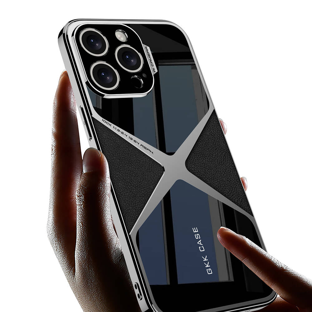 Apple iPhone 15 Pro Kılıf Ultra İnce Kamera Korumalı PC + Deri Arka Yüzey Zore X-Pro Kapak Siyah