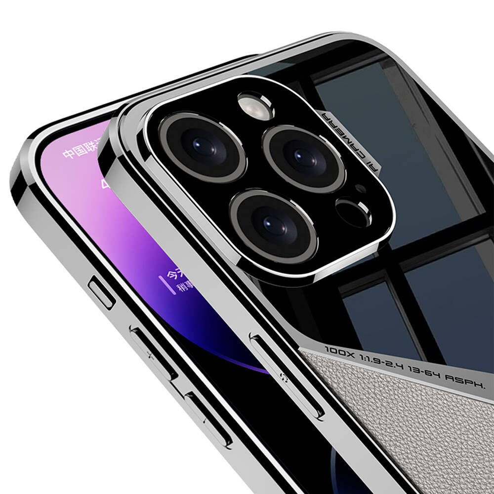 Apple iPhone 15 Pro Kılıf Ultra İnce Kamera Korumalı PC + Deri Arka Yüzey Zore X-Pro Kapak Siyah