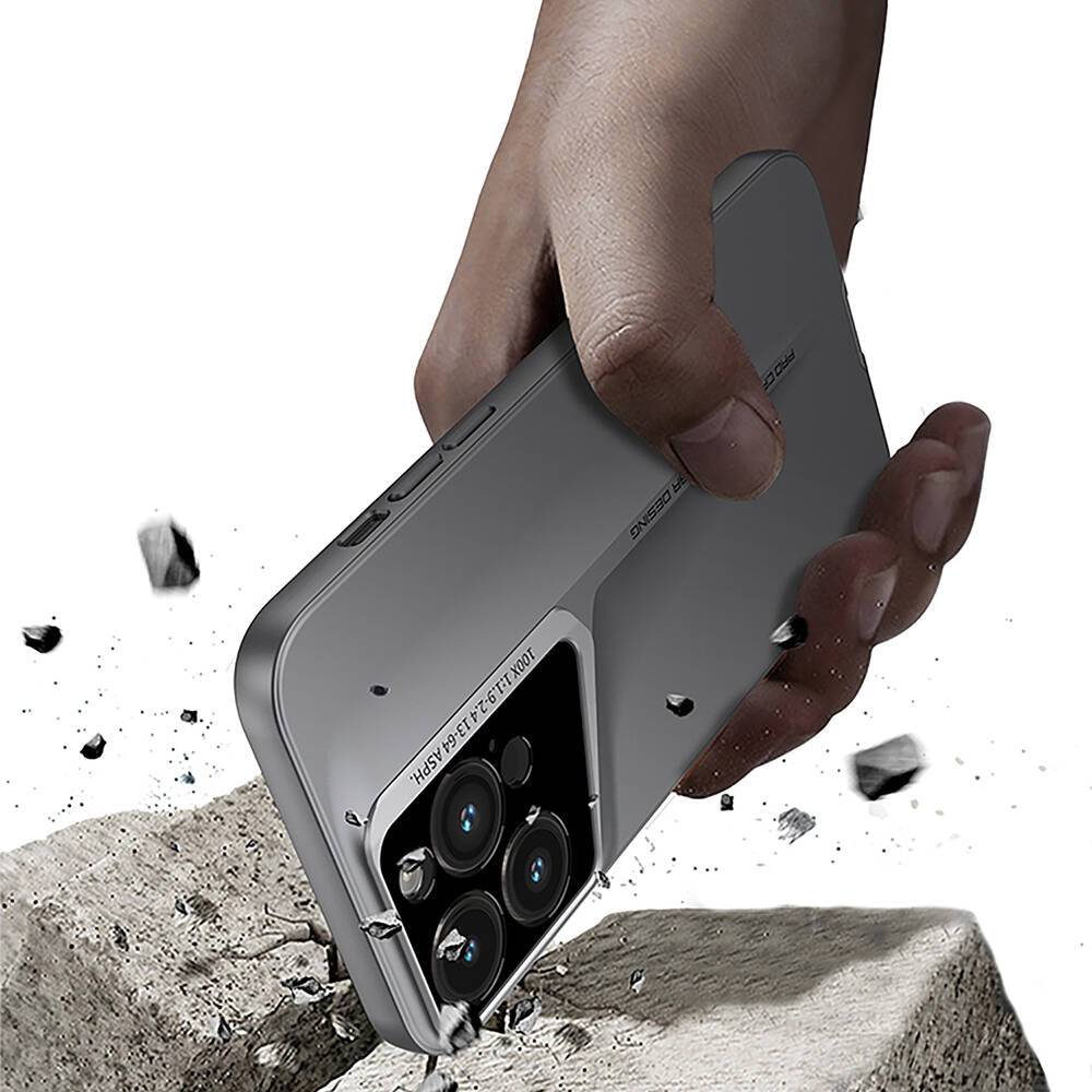 Apple iPhone 15 Pro Kılıf Ultra İnce Kamera Korumalı Sert Rubber Zore Procase Kapak Titanyum-Gri
