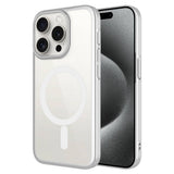 Apple iPhone 15 Pro Kılıf Wireless Şarj Özellikli Sert PC Zore Mat Riksos M-safe Kapak Gümüş