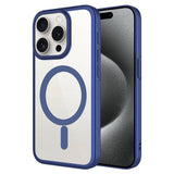 Apple iPhone 15 Pro Kılıf Wireless Şarj Özellikli Sert PC Zore Mat Riksos M-safe Kapak Lacivert